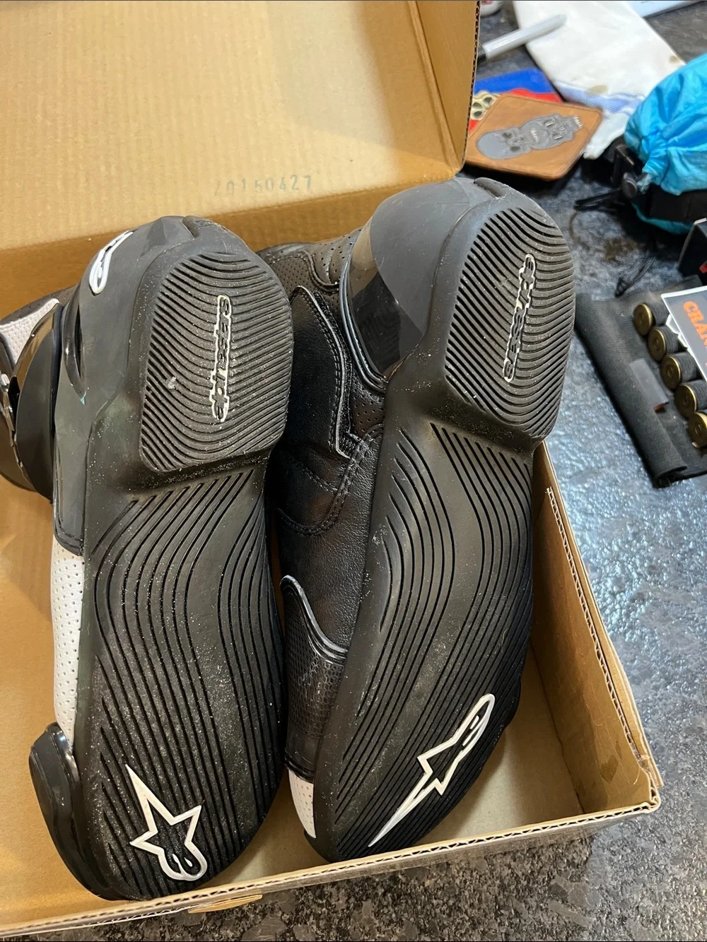 Alpinestars SMX-3 Racing Motorcycle Boots in White and Black